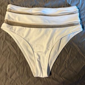 High waisted white swim bottoms - size small